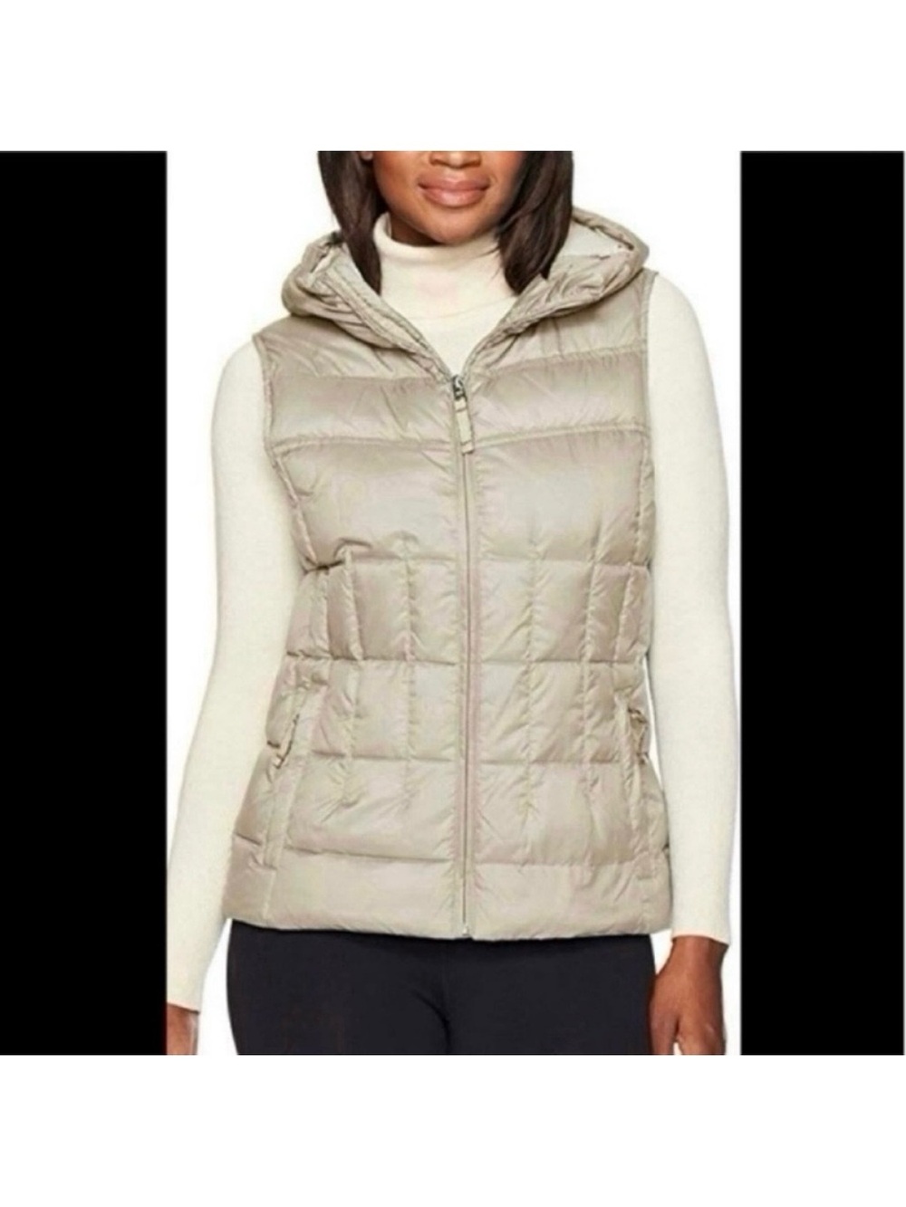 Prana Imogen Down Filled Puffer Hooded Vest Jute Cream Color